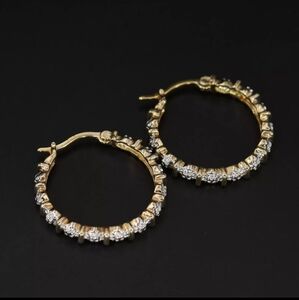 Diamond Pave Gold Hoop Earrings